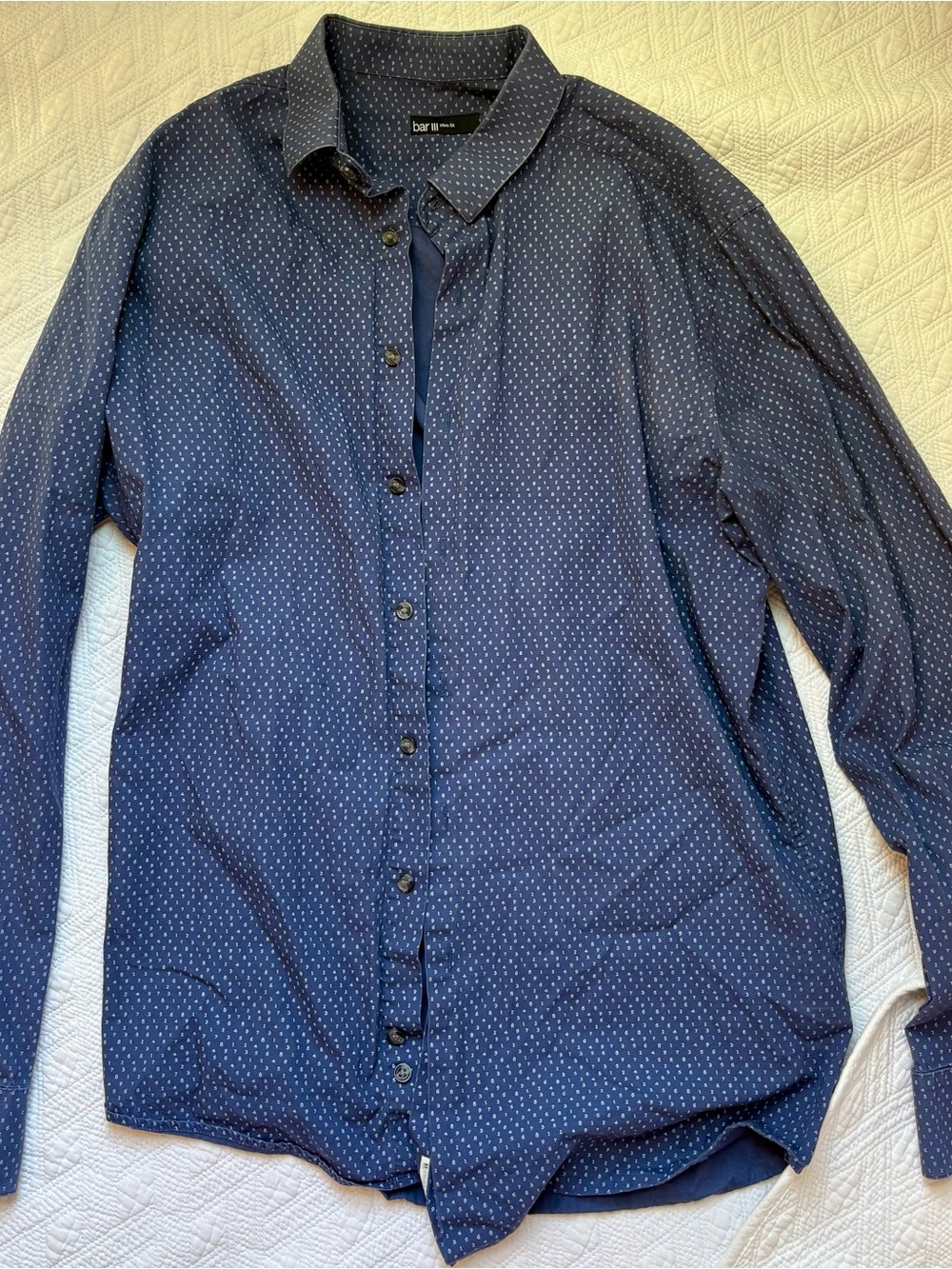 Bar III Navy Number Print Long-Sleeve Shirt